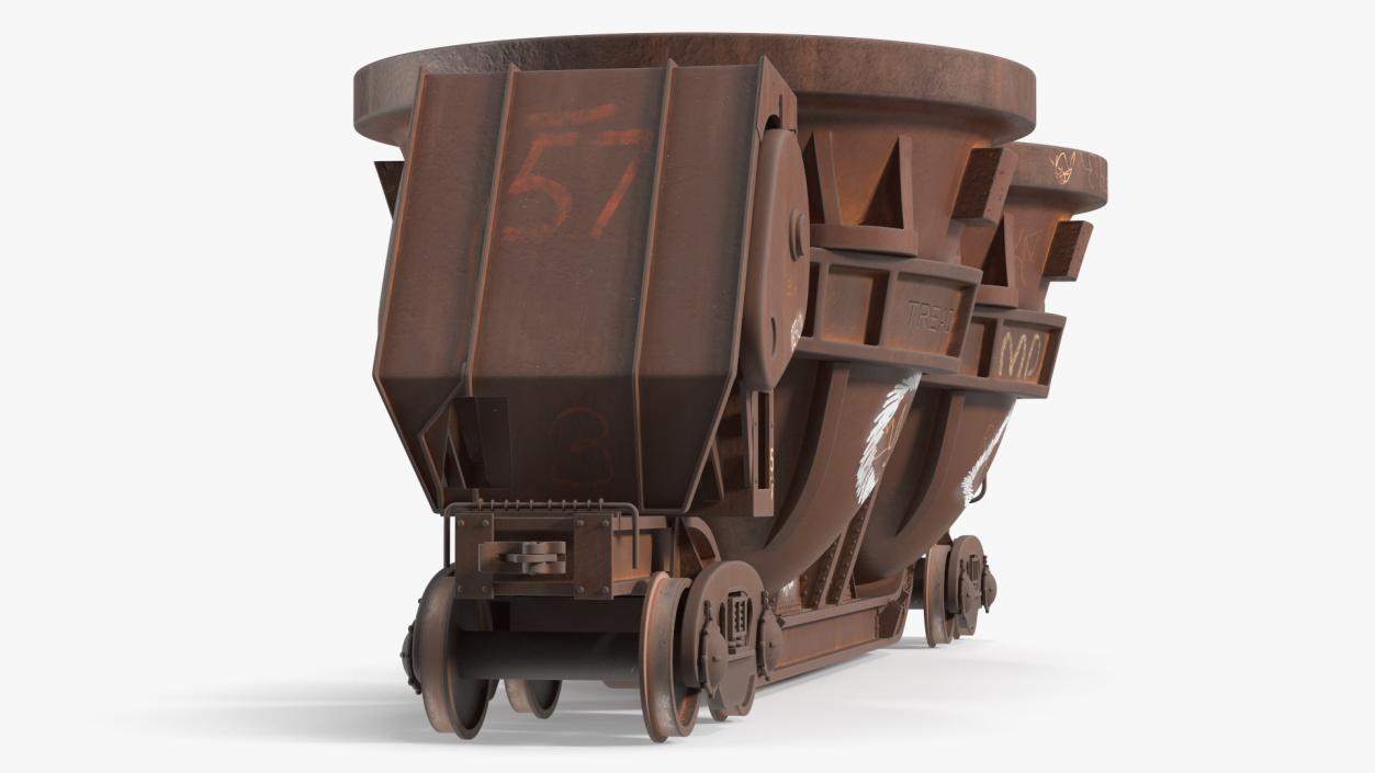 3D model Old Rusted Double Pot Slag Car