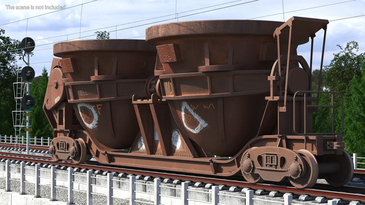 3D model Old Rusted Double Pot Slag Car