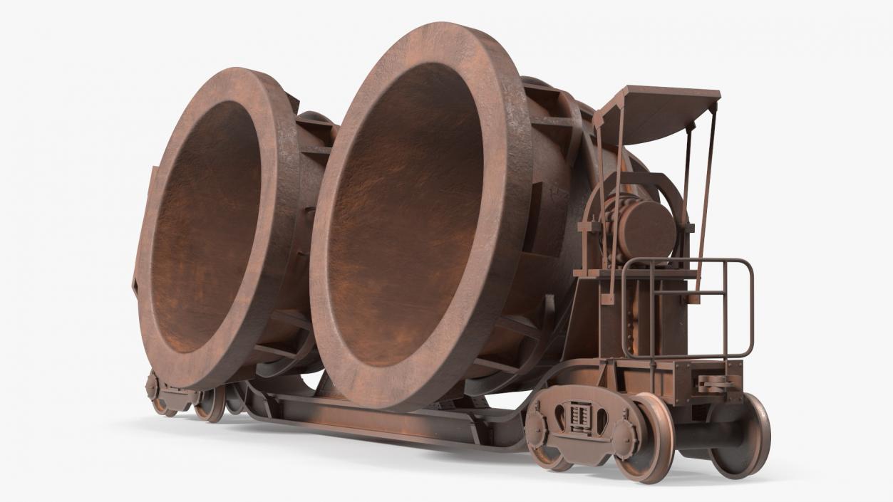 3D model Old Rusted Double Pot Slag Car