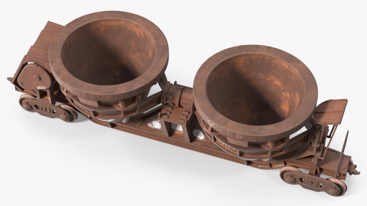 3D model Old Rusted Double Pot Slag Car