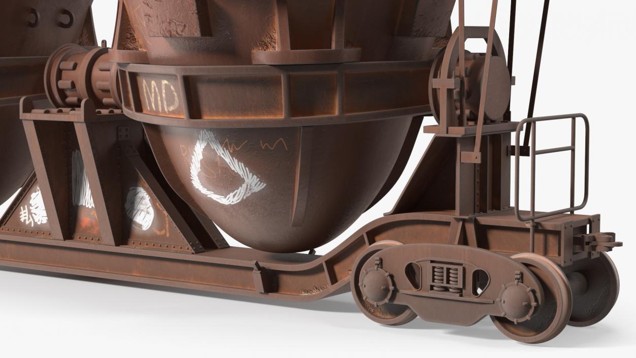 3D model Old Rusted Double Pot Slag Car