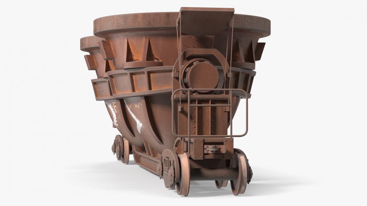 3D model Old Rusted Double Pot Slag Car