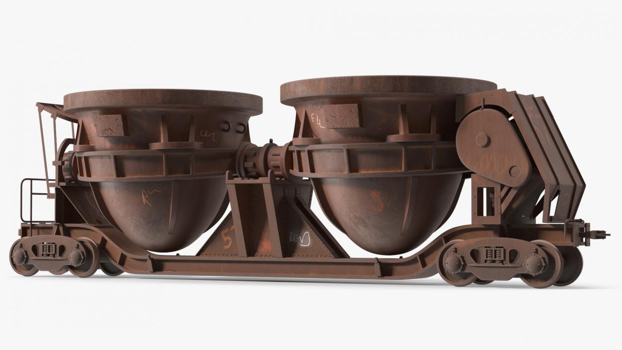 3D model Old Rusted Double Pot Slag Car