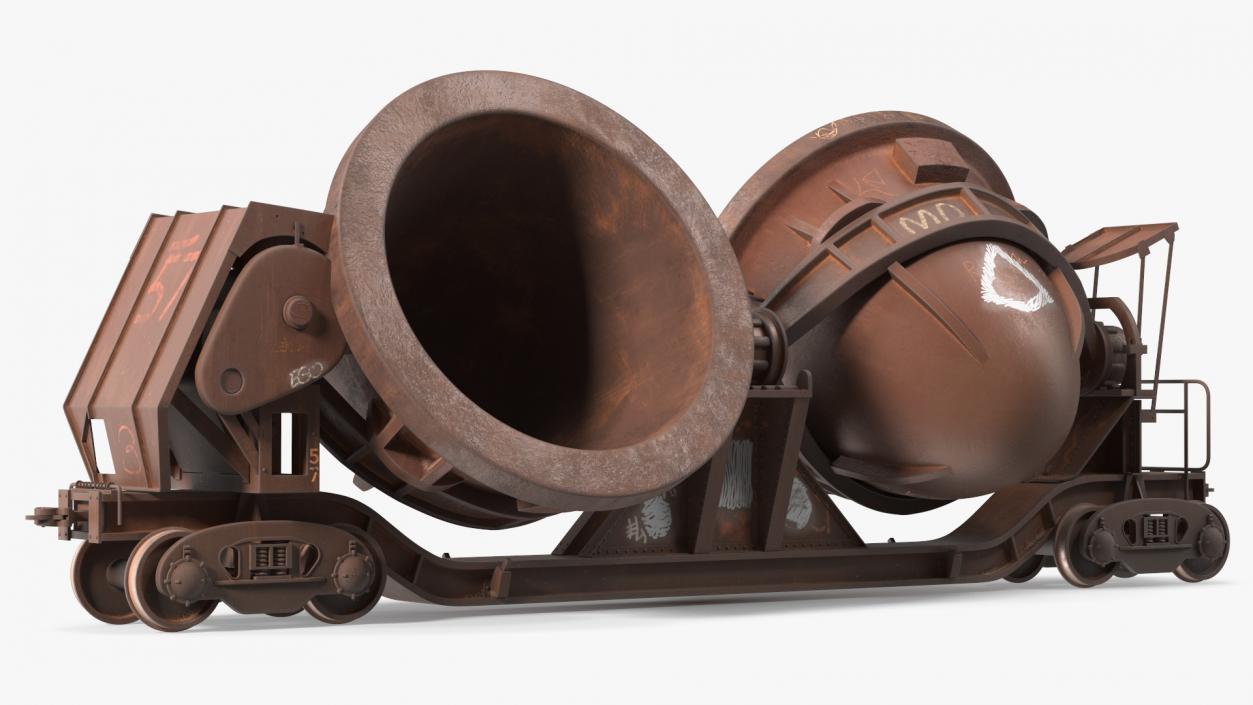 3D model Old Rusted Double Pot Slag Car