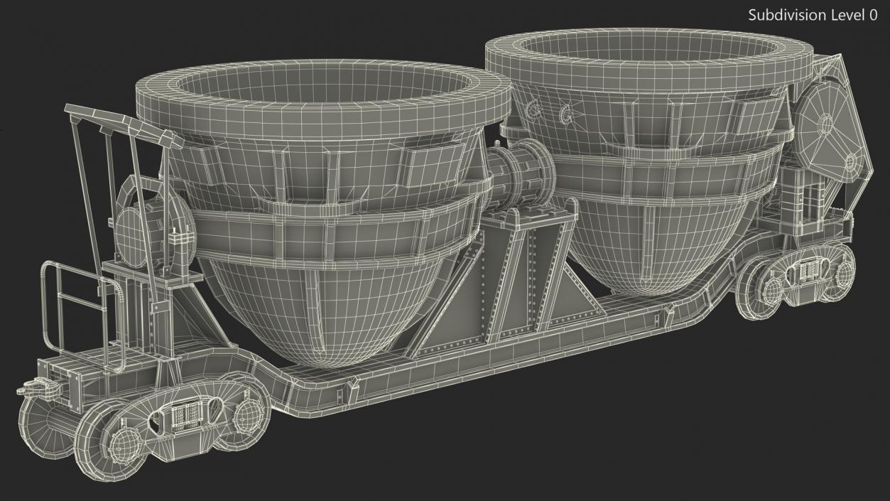 3D model Old Rusted Double Pot Slag Car