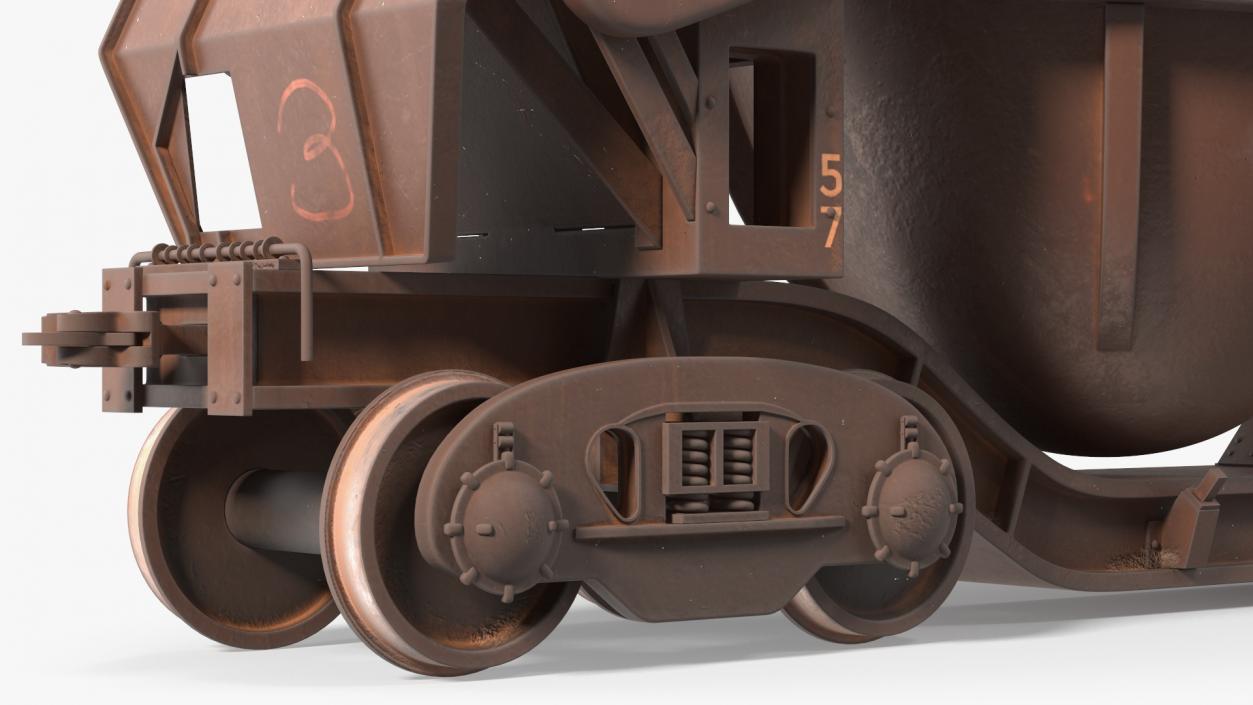 3D model Old Rusted Double Pot Slag Car