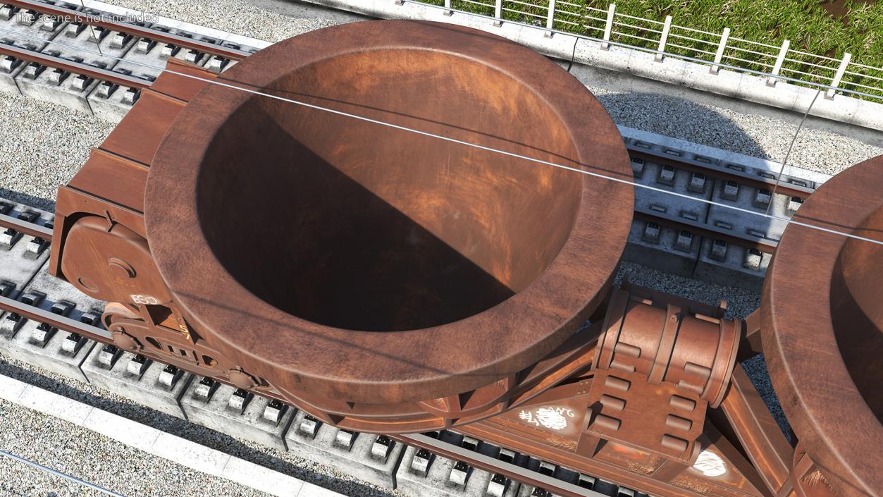 3D model Old Rusted Double Pot Slag Car