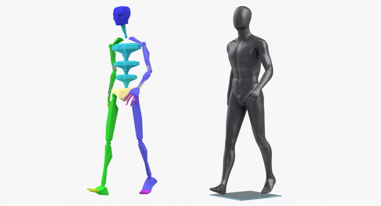 3D Male Dark Grey Mannequin Rigged