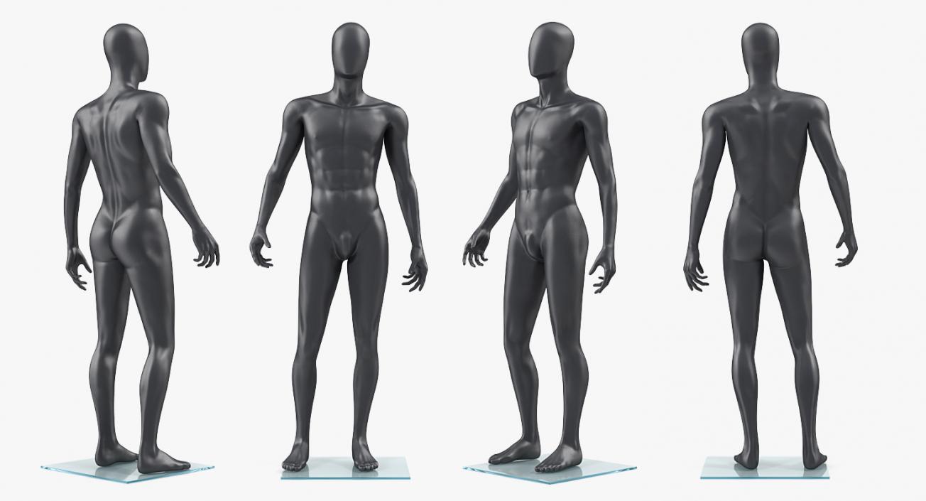 3D Male Dark Grey Mannequin Rigged