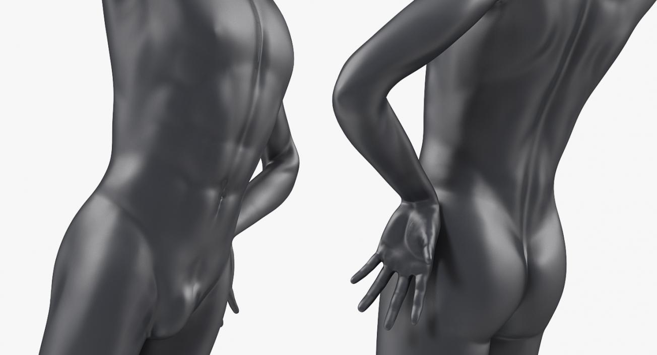 3D Male Dark Grey Mannequin Rigged