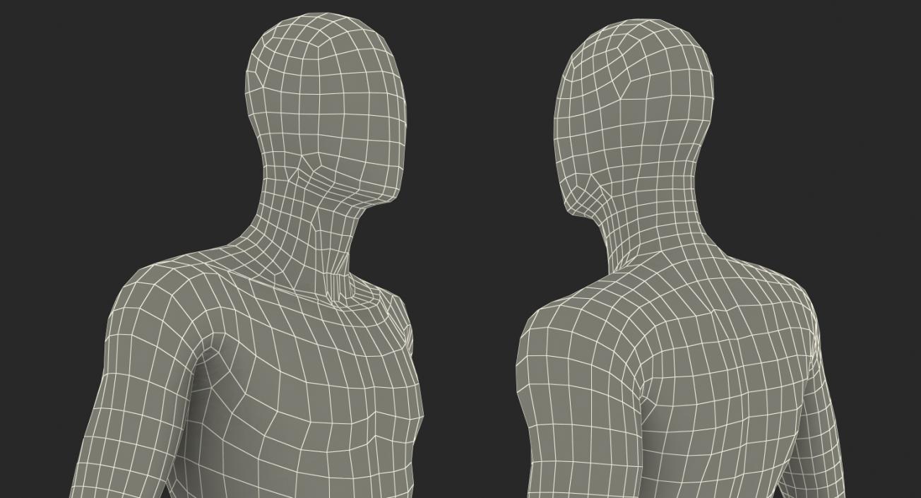 3D Male Dark Grey Mannequin Rigged