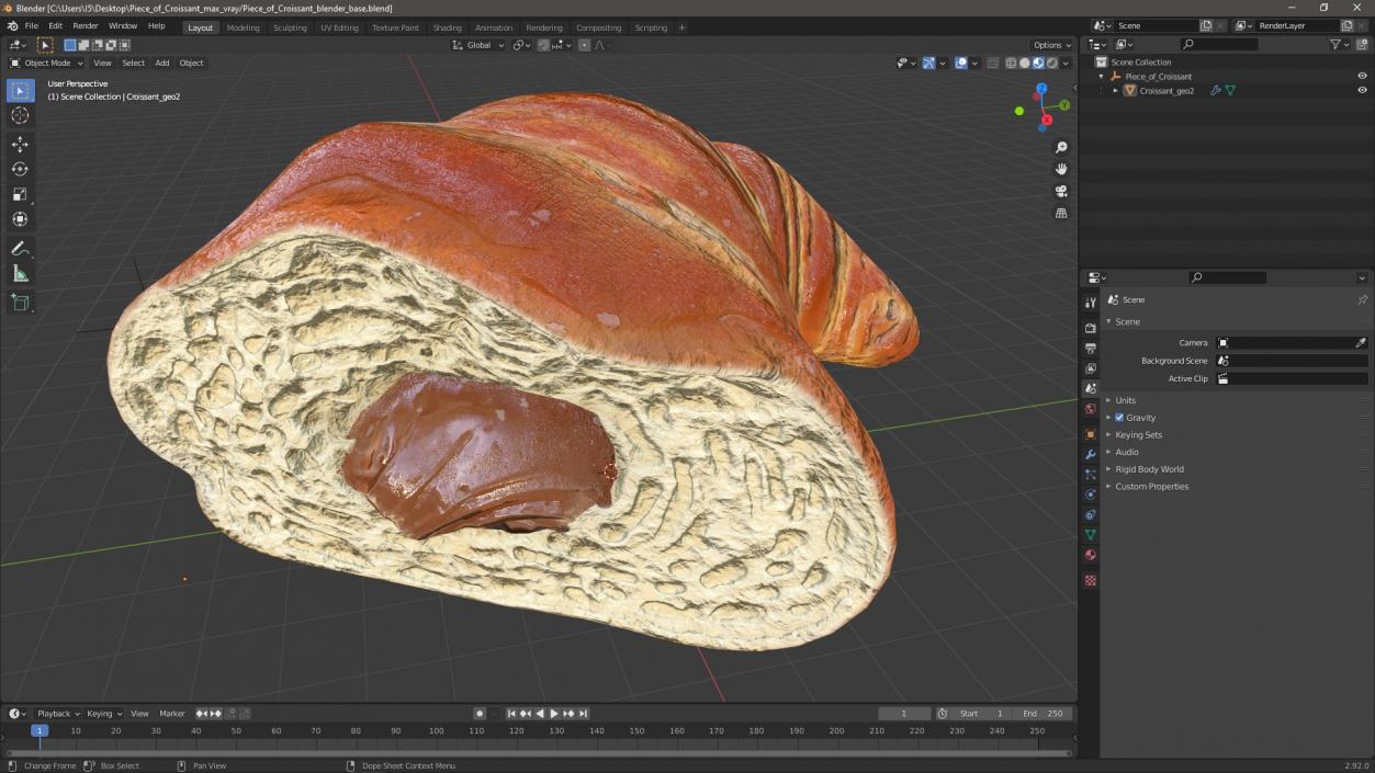 3D model Piece of Croissant 2