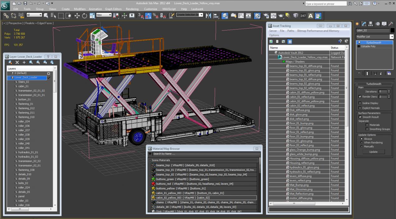 Lower Deck Loader Yellow 3D model