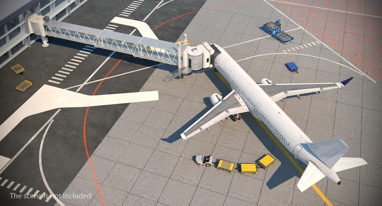 3D model Airport Jetway Passenger Bridge with Aircraft