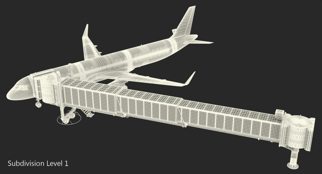 3D model Airport Jetway Passenger Bridge with Aircraft