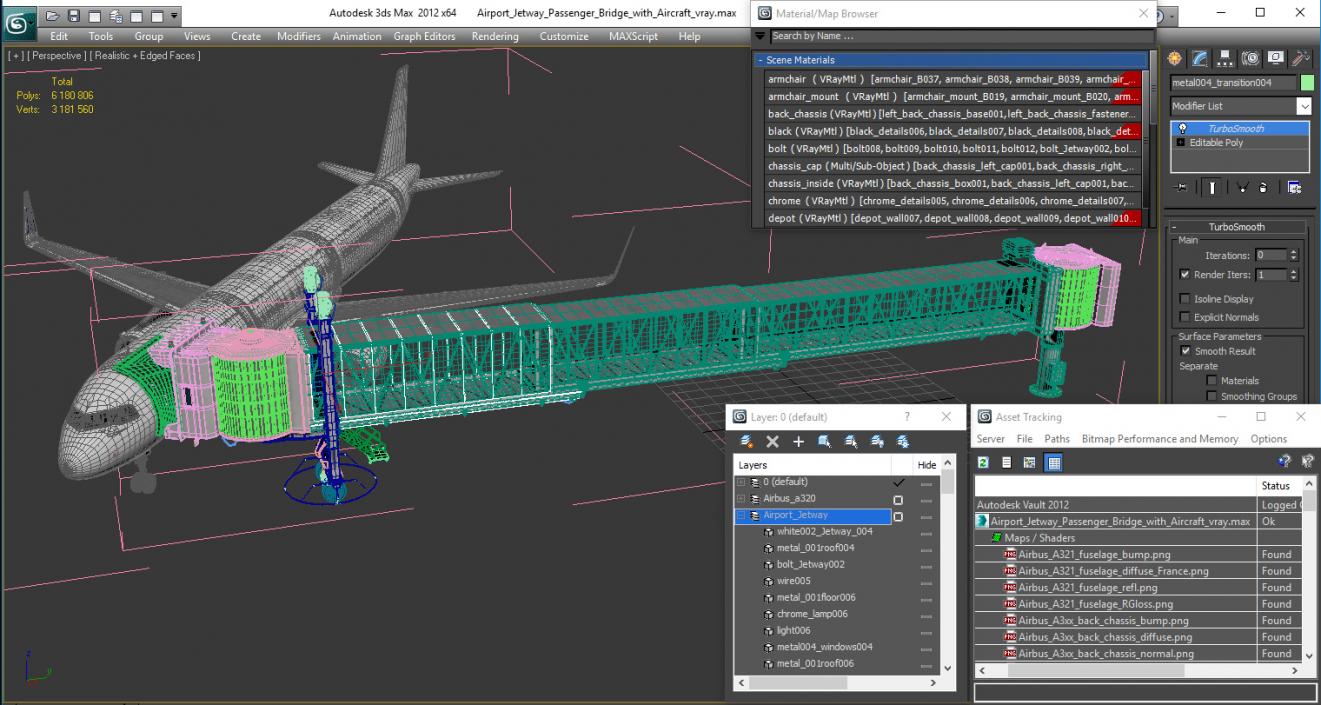 3D model Airport Jetway Passenger Bridge with Aircraft