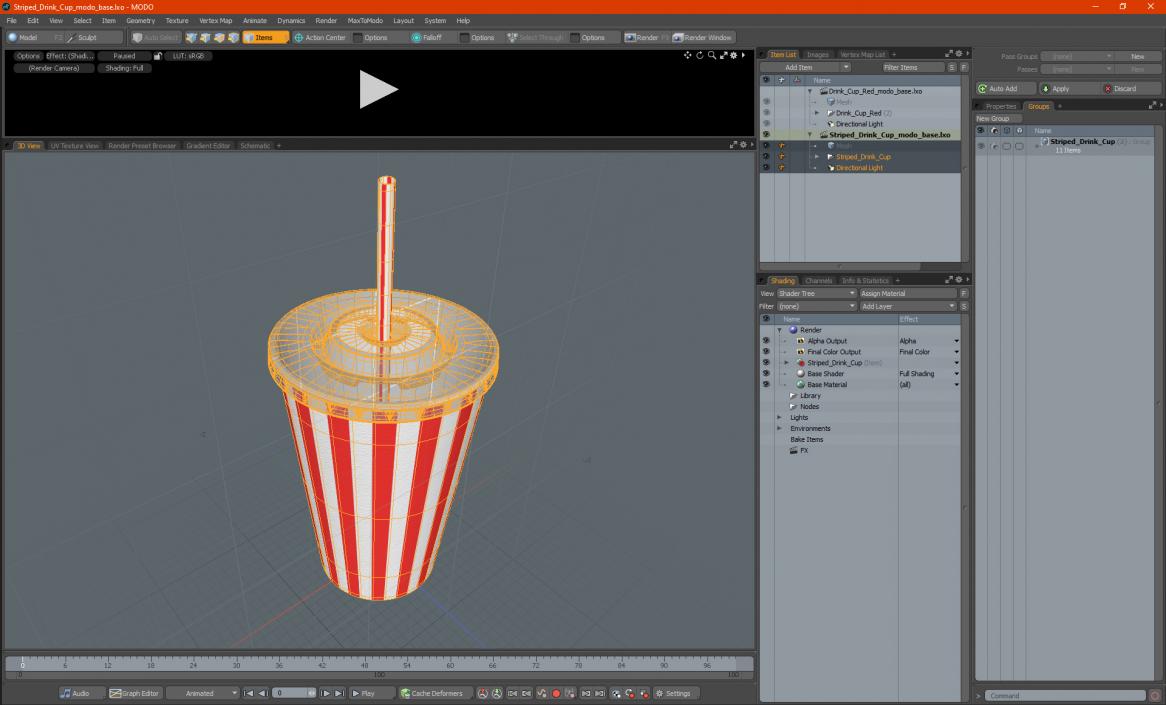 Striped Drink Cup 3D