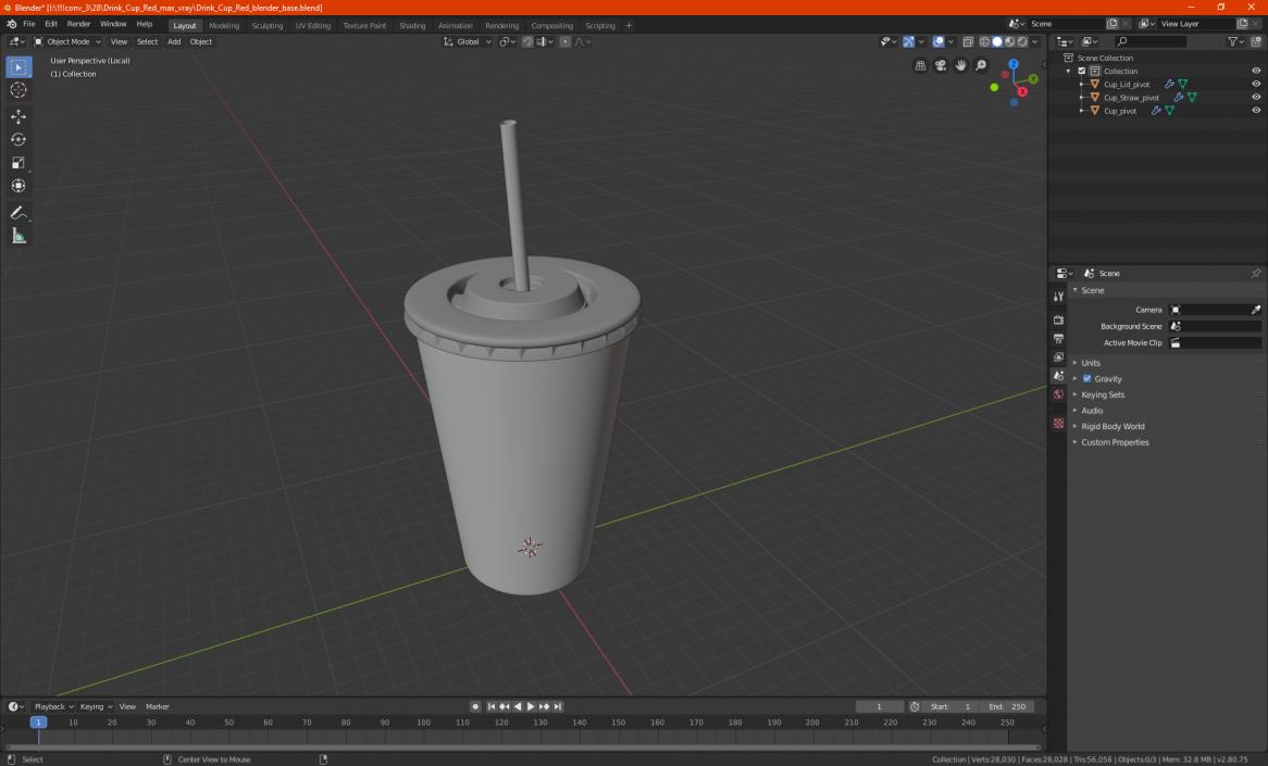 Striped Drink Cup 3D