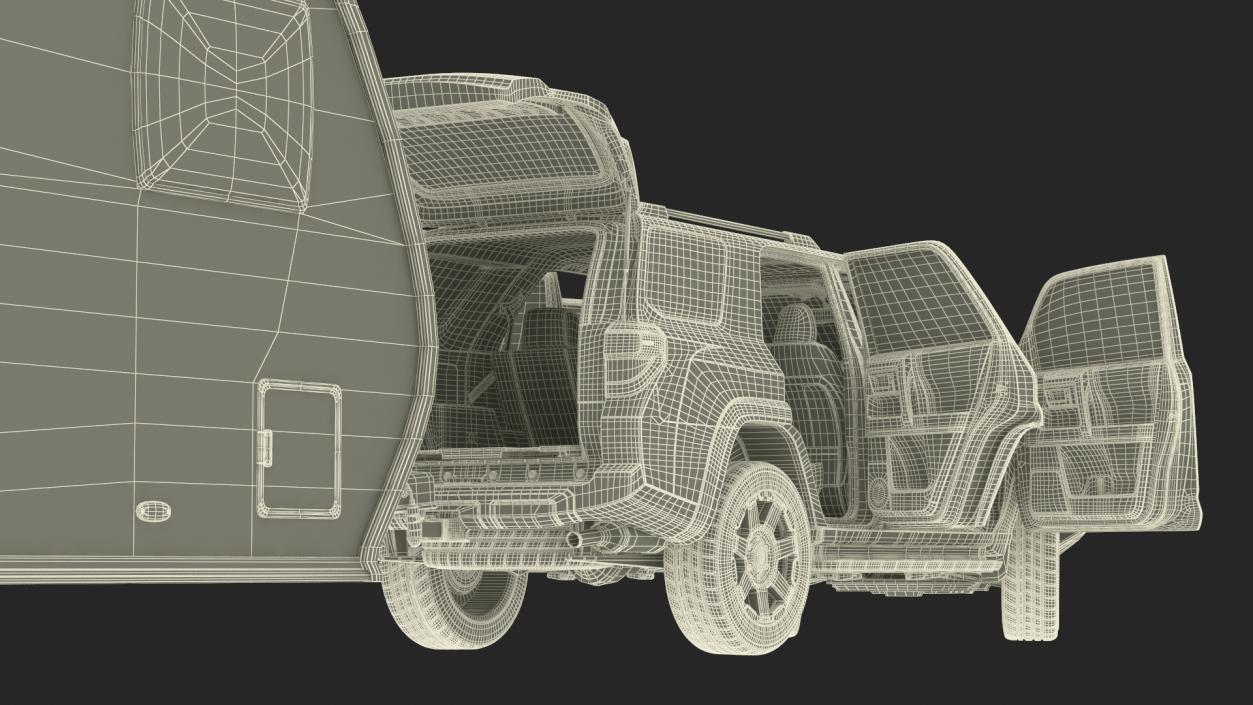 Toyota 4Runner Towing Caravan Hobby Rigged 3D