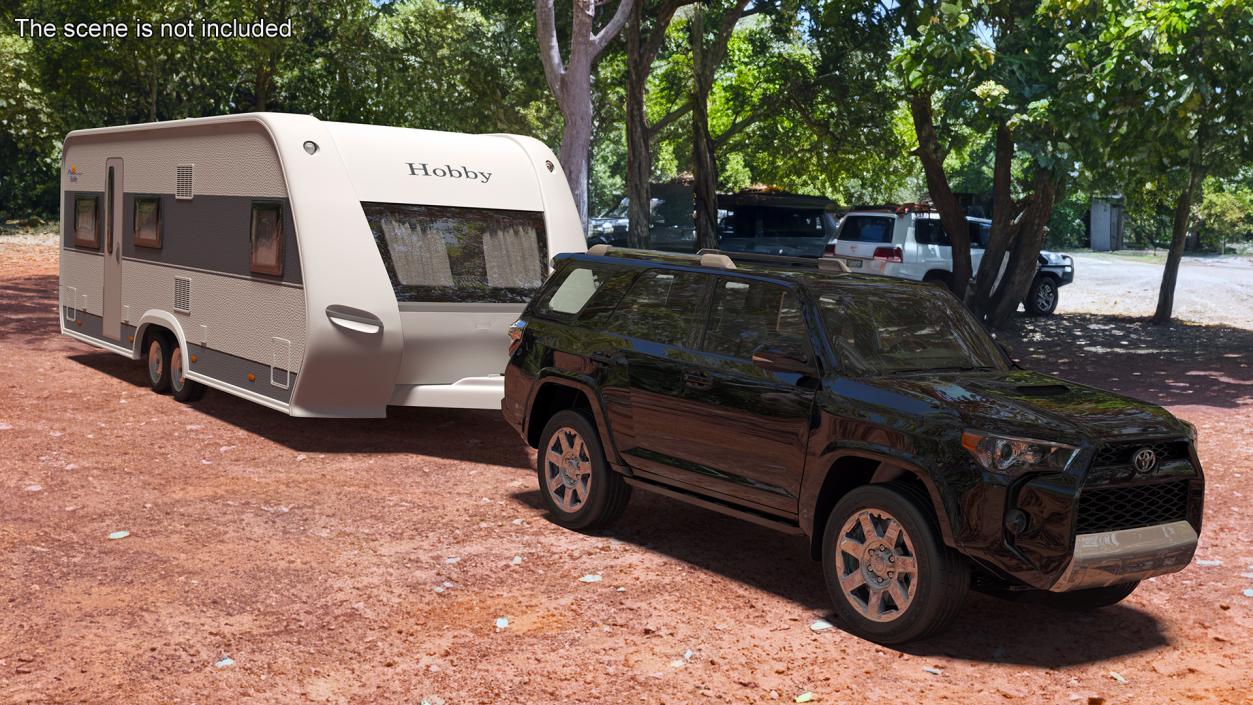 Toyota 4Runner Towing Caravan Hobby Rigged 3D