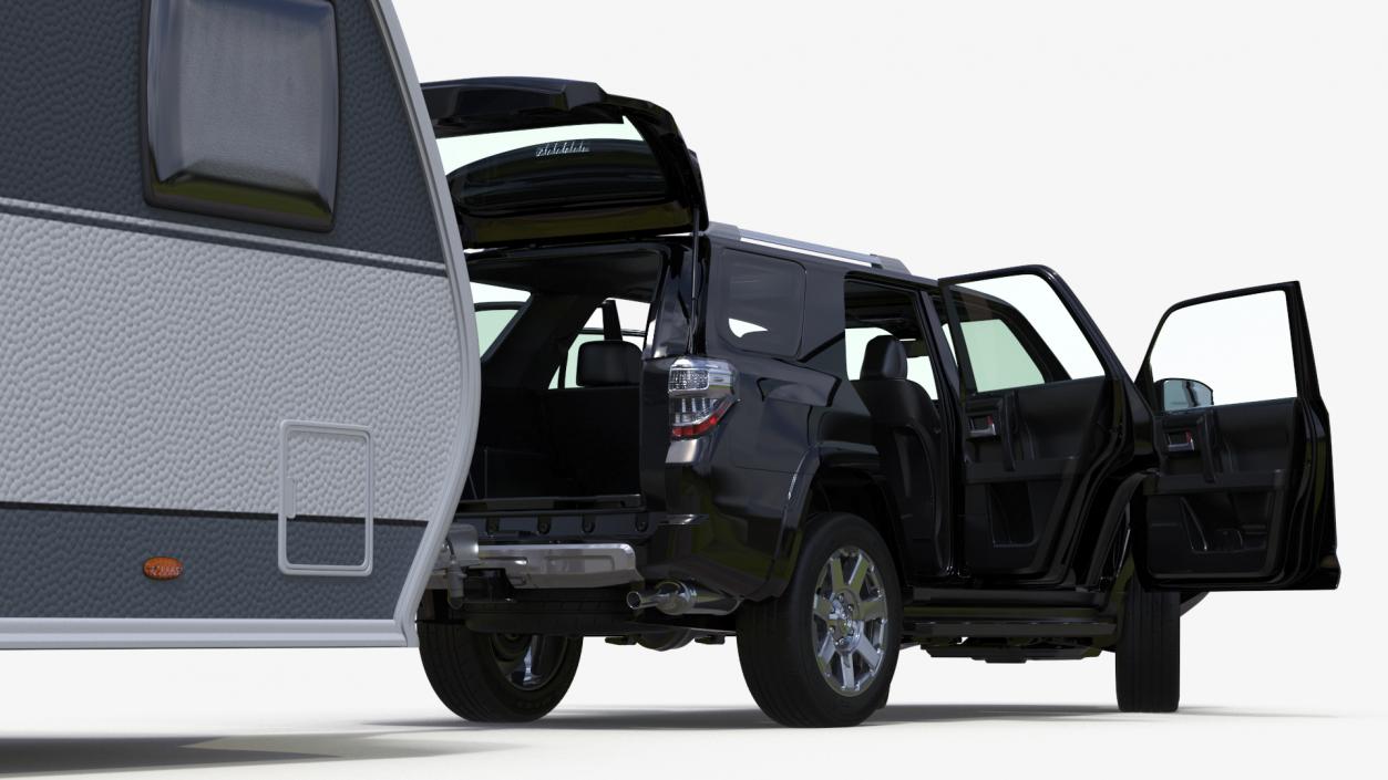 Toyota 4Runner Towing Caravan Hobby Rigged 3D