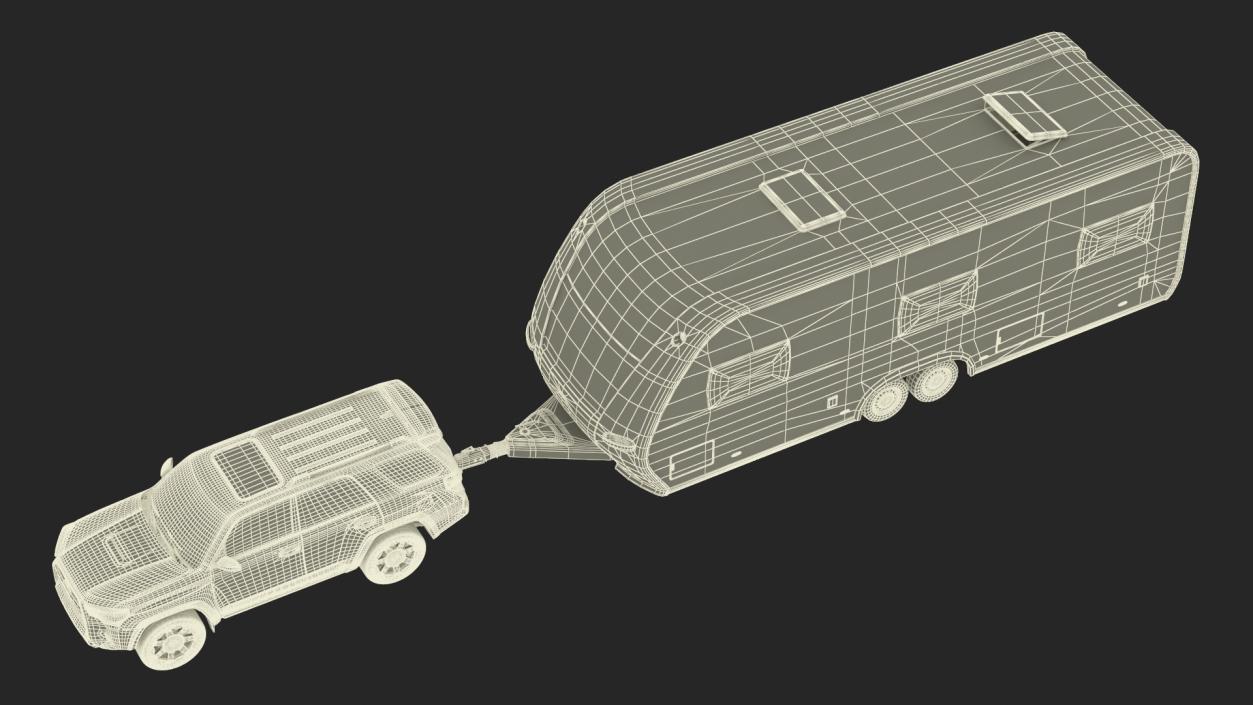 Toyota 4Runner Towing Caravan Hobby Rigged 3D