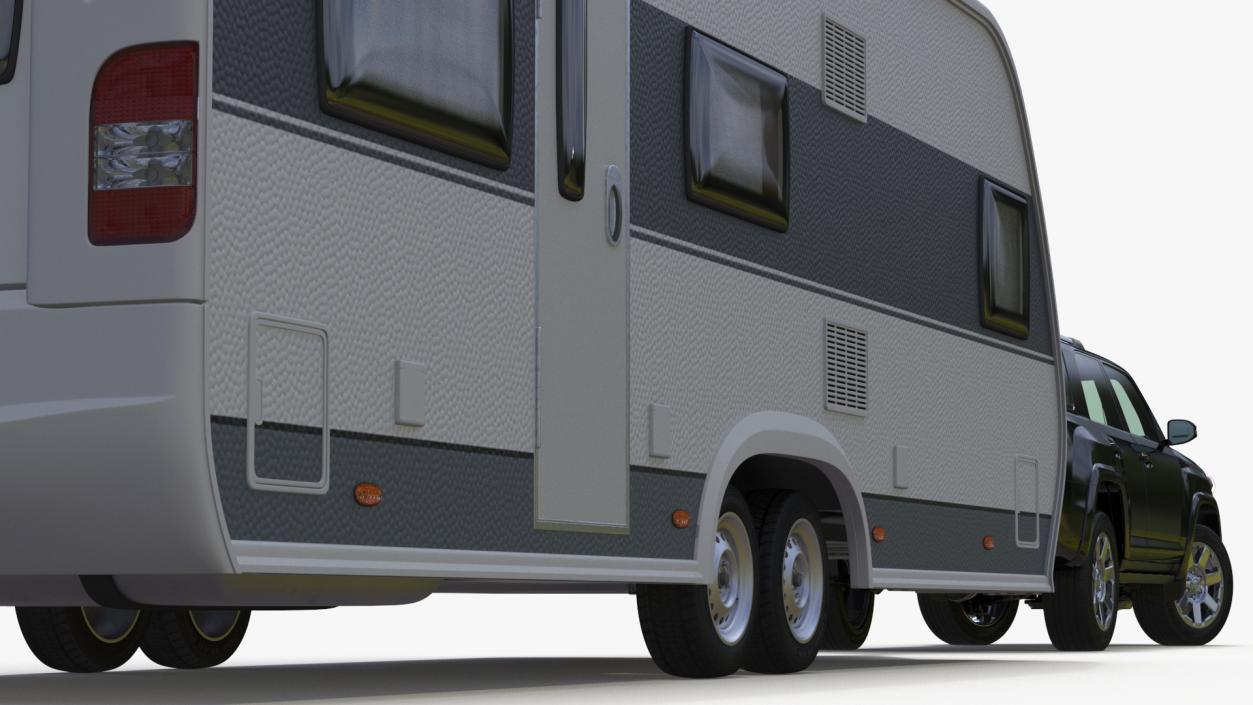 Toyota 4Runner Towing Caravan Hobby Rigged 3D