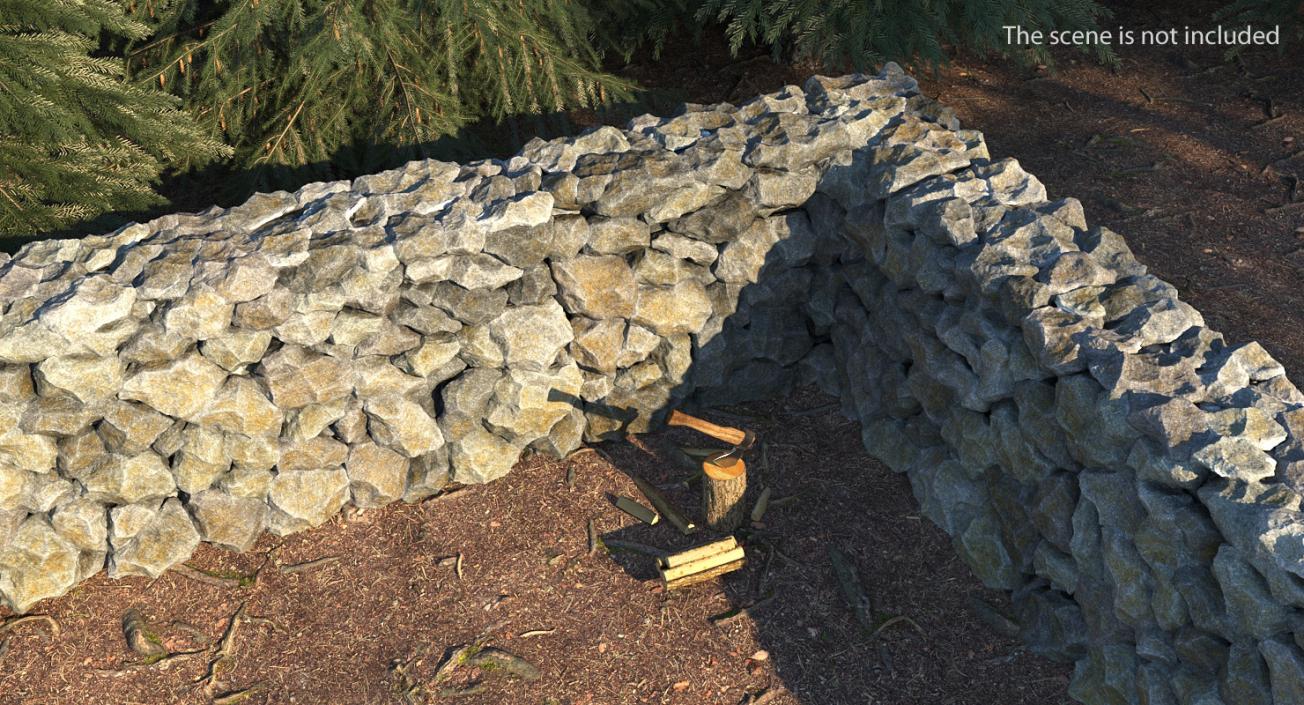 Old Dirty Corner Stone Wall 3D