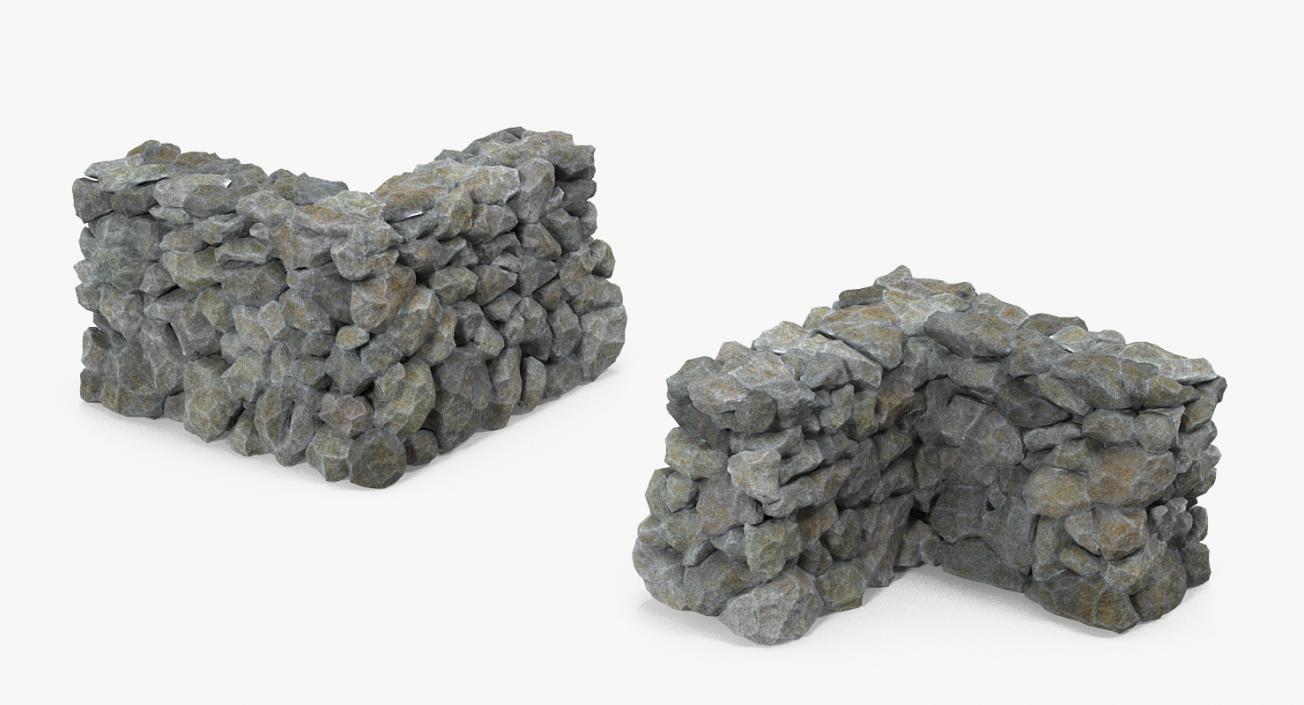 Old Dirty Corner Stone Wall 3D