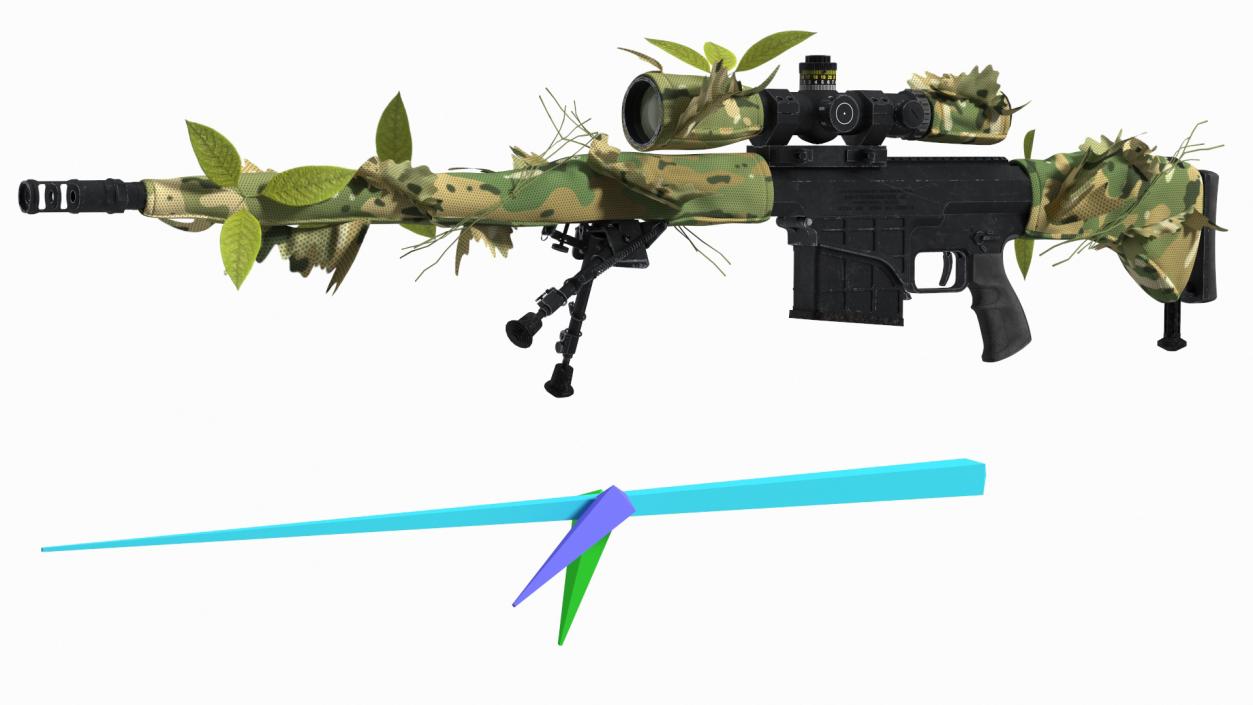 Sniper in Leaf Ghillie Suit Rigged 3D model