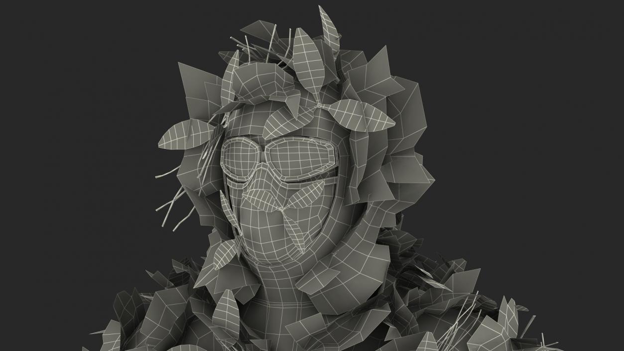 Sniper in Leaf Ghillie Suit Rigged 3D model