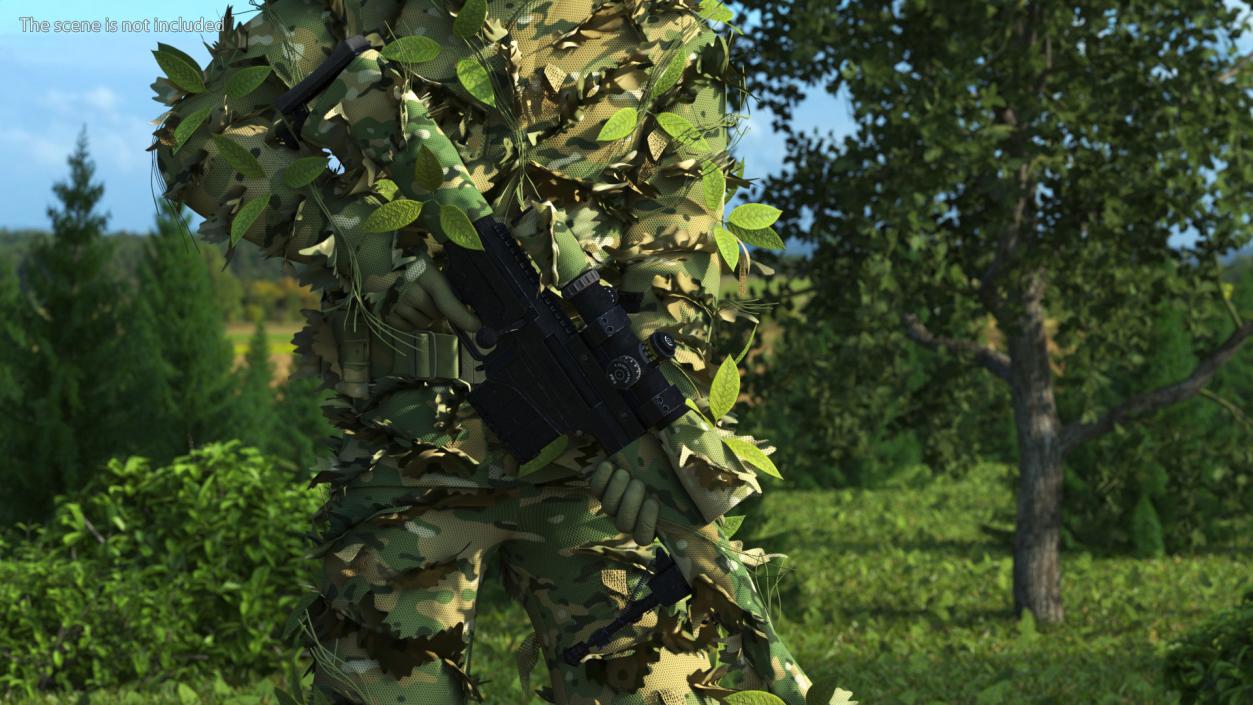 Sniper in Leaf Ghillie Suit Rigged 3D model