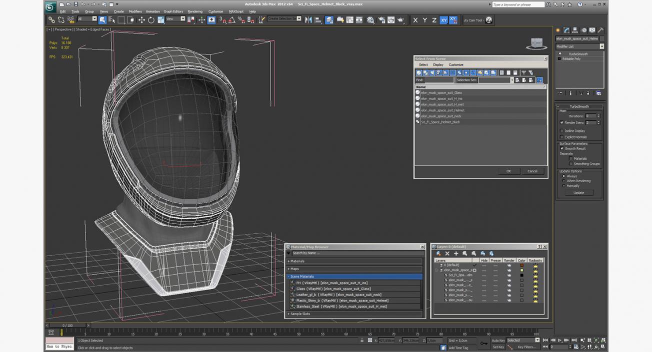 3D model Sci-Fi Space Helmet Black