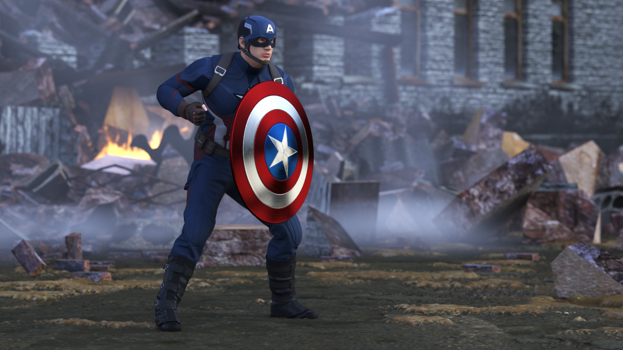 Character Captain America Defend Pose 3D