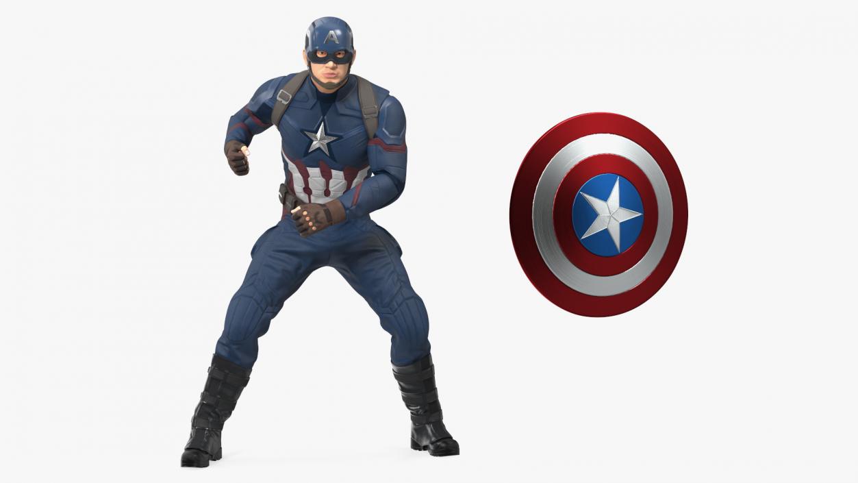 Character Captain America Defend Pose 3D