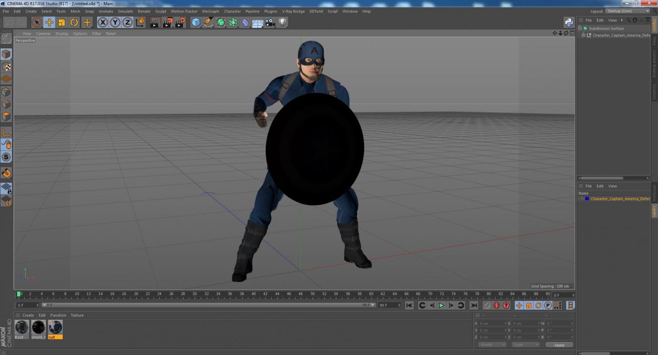 Character Captain America Defend Pose 3D