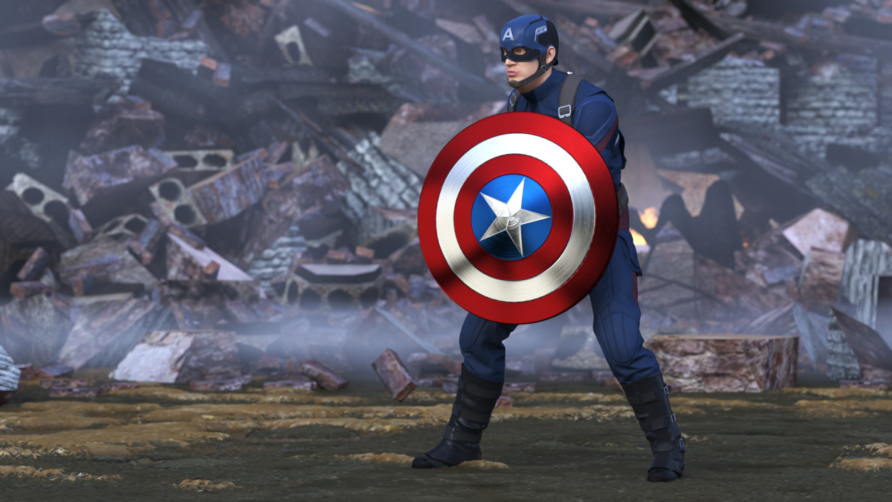 Character Captain America Defend Pose 3D