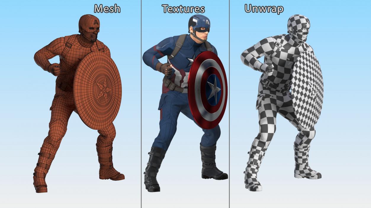 Character Captain America Defend Pose 3D