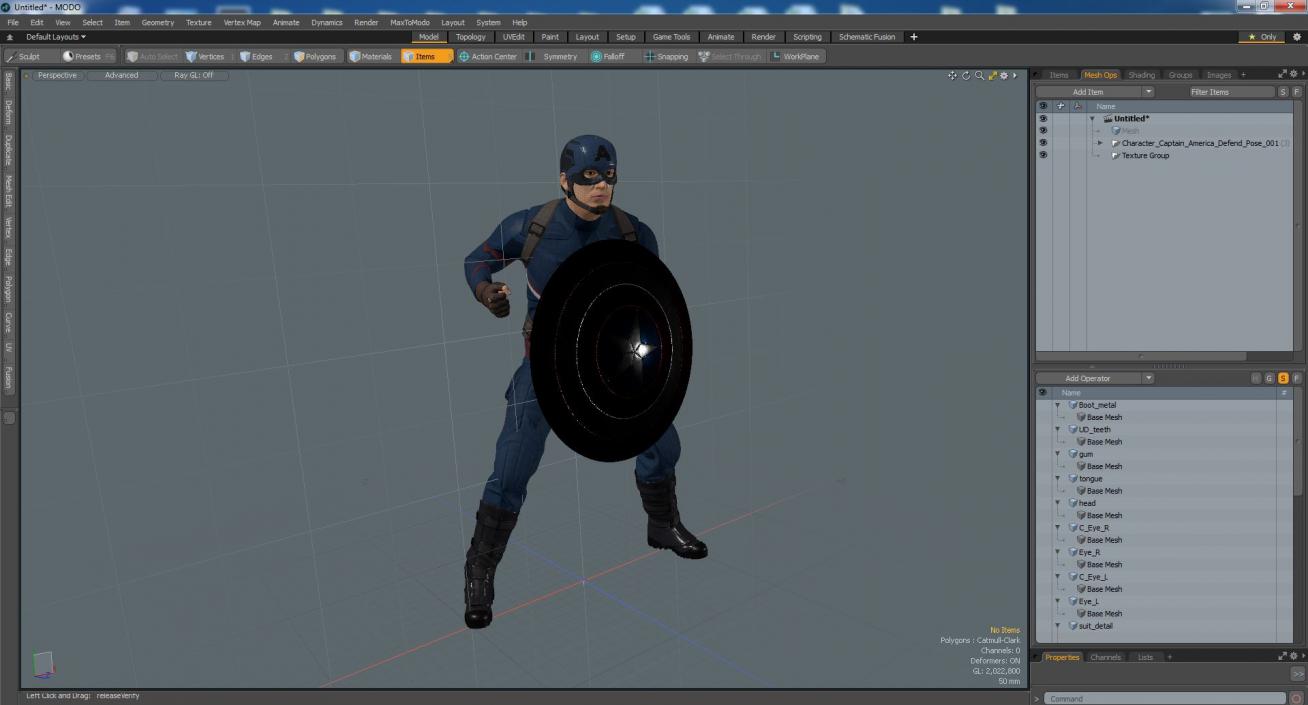 Character Captain America Defend Pose 3D