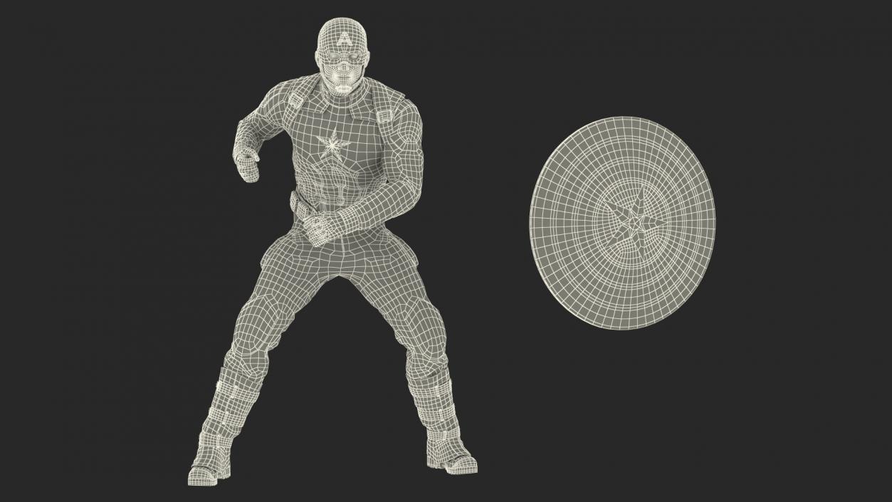 Character Captain America Defend Pose 3D