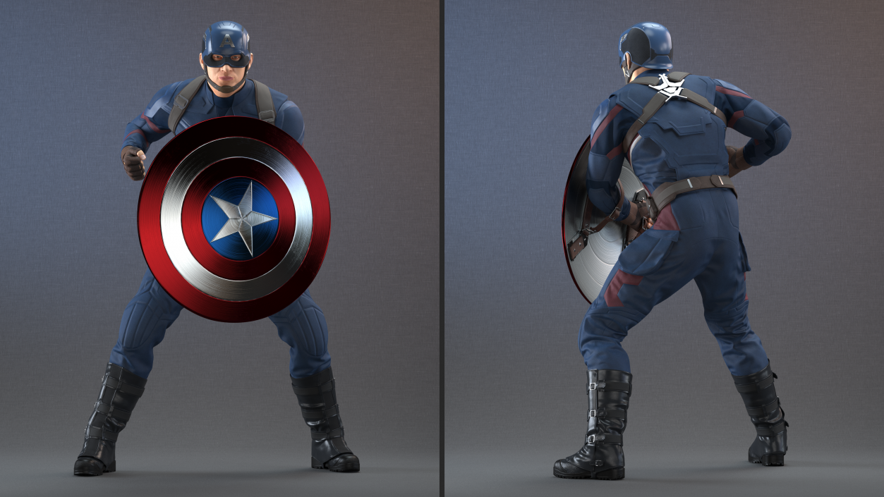 Character Captain America Defend Pose 3D