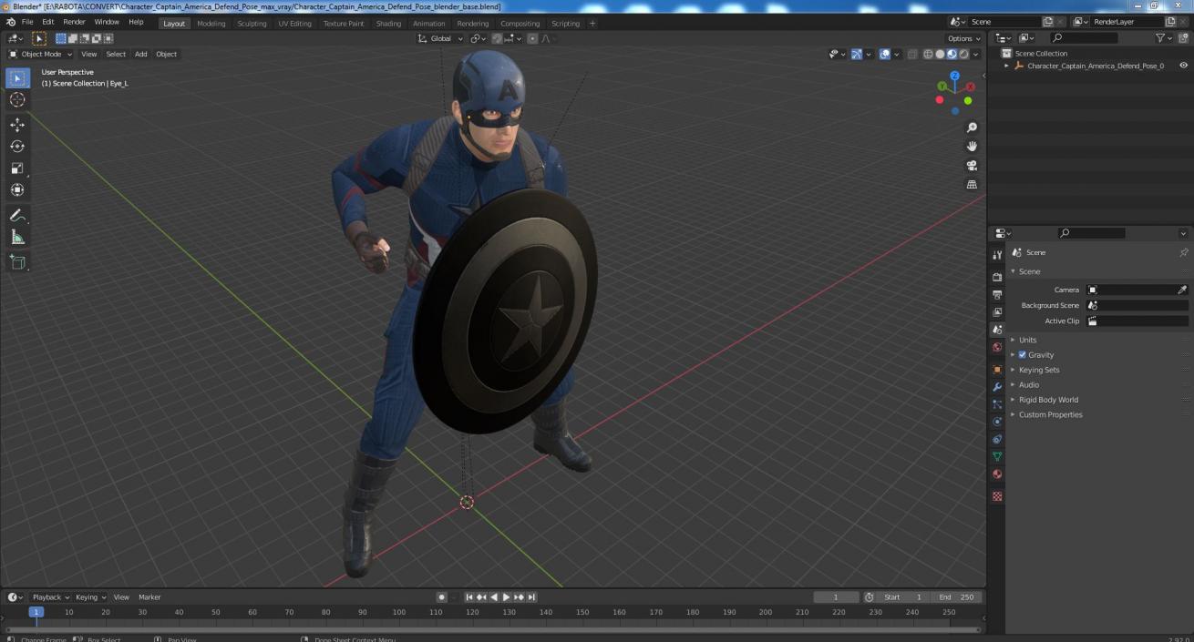 Character Captain America Defend Pose 3D