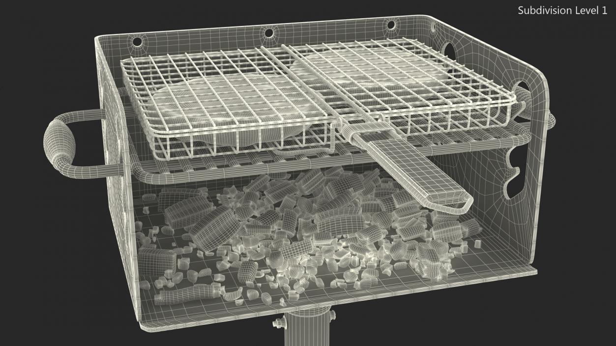 3D model Charcoal Grill with BBQ Grate and Burger Patties 2