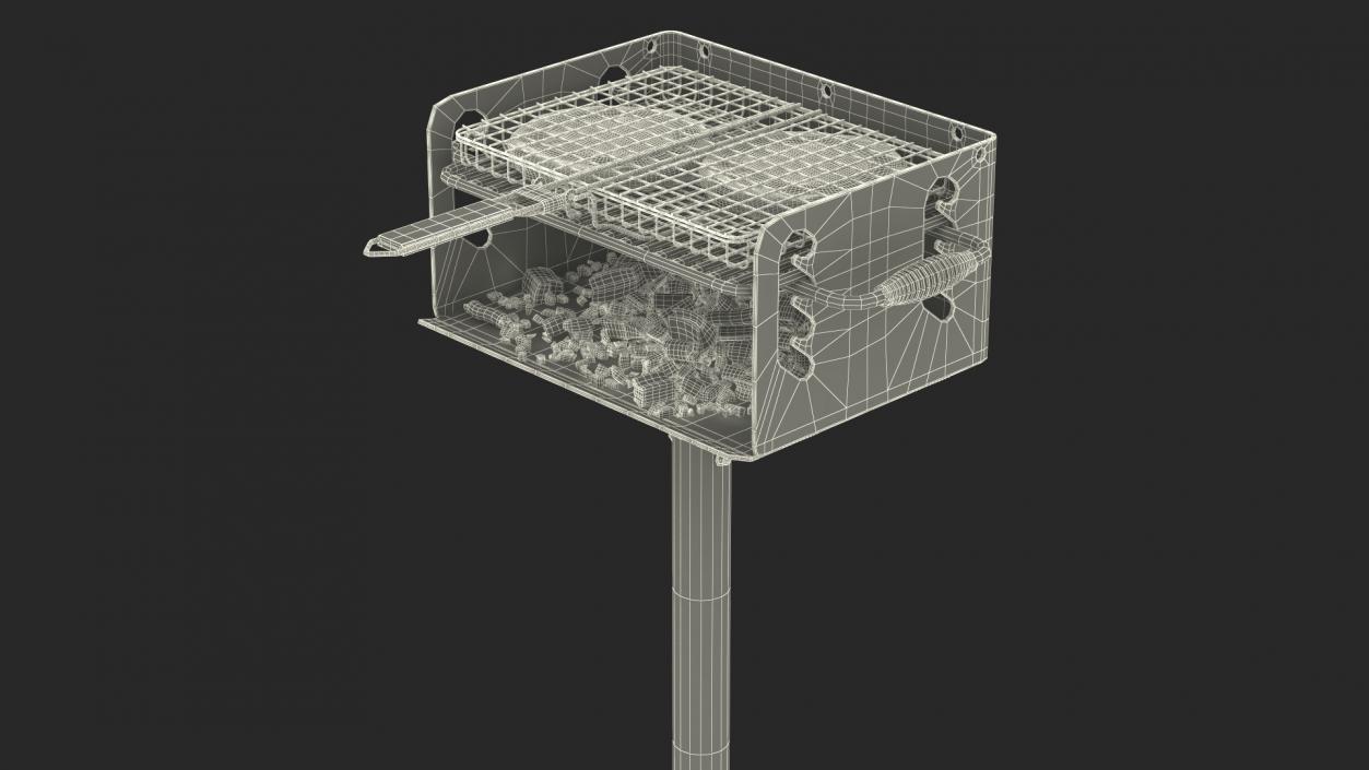 3D model Charcoal Grill with BBQ Grate and Burger Patties 2