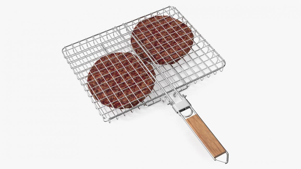 3D model Charcoal Grill with BBQ Grate and Burger Patties 2