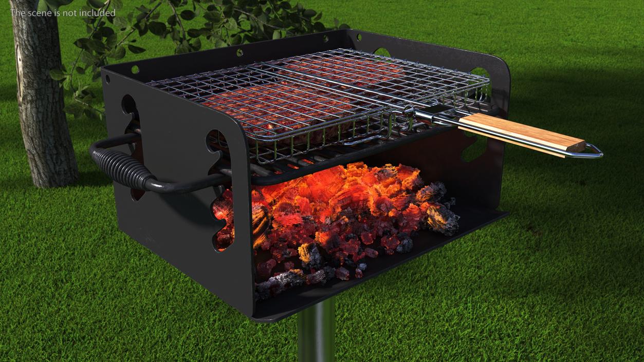 3D model Charcoal Grill with BBQ Grate and Burger Patties 2