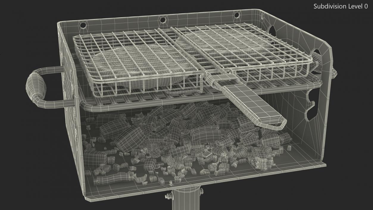 3D model Charcoal Grill with BBQ Grate and Burger Patties 2