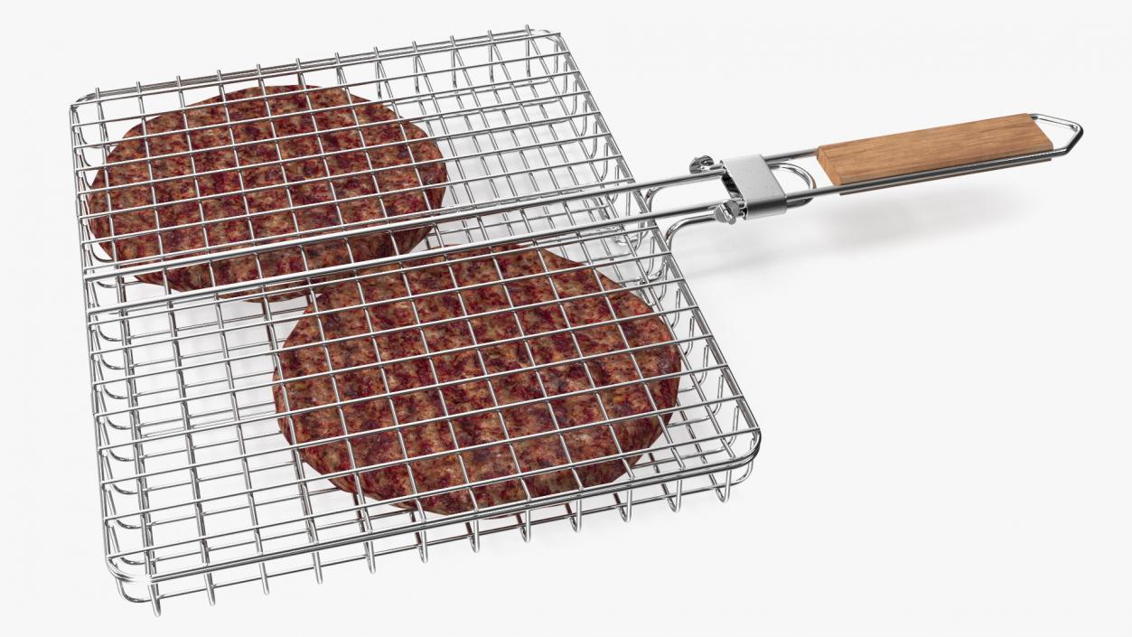 3D model Charcoal Grill with BBQ Grate and Burger Patties 2