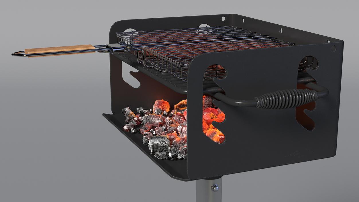 3D model Charcoal Grill with BBQ Grate and Burger Patties 2