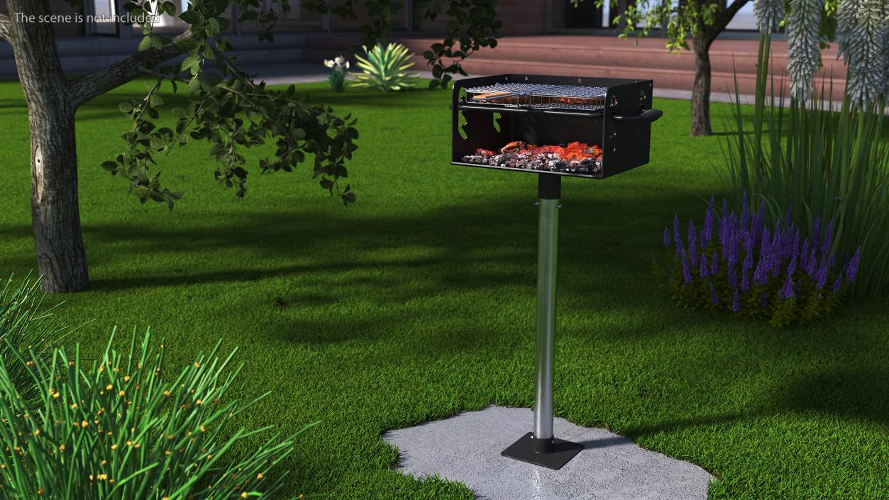 3D model Charcoal Grill with BBQ Grate and Burger Patties 2